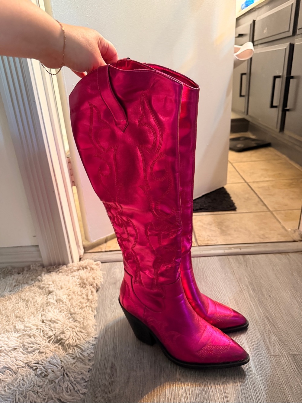 Women's Hot Pink Western Knee-High Boots